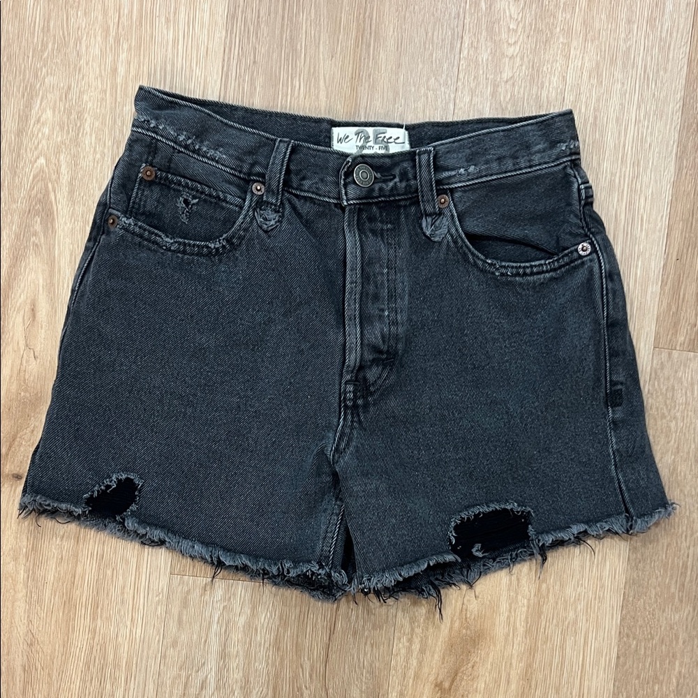 We The Free Charcoal Distressed Jean Shorts